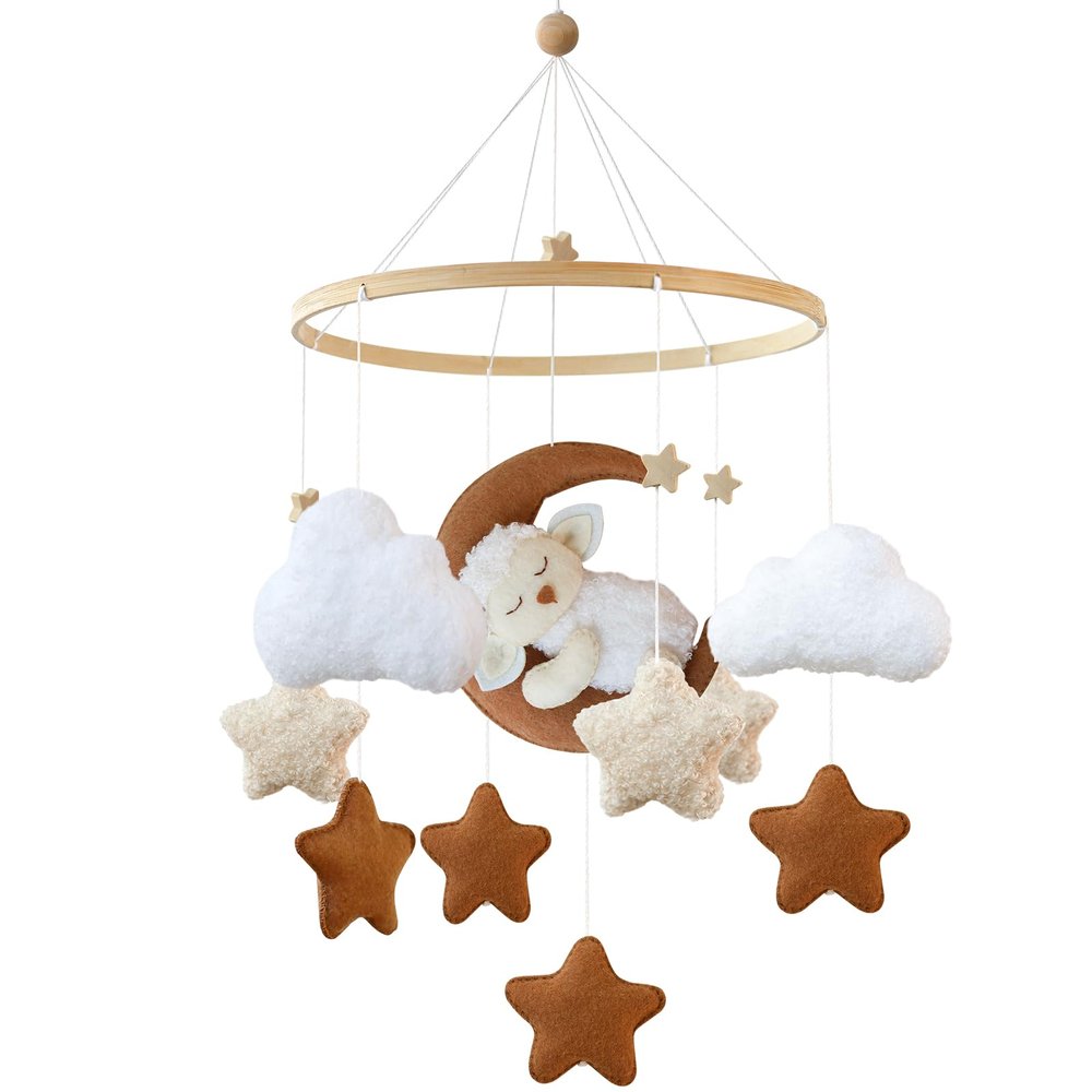 Uixxducc Baby Mobile with Sleeping Lamb on the Moon