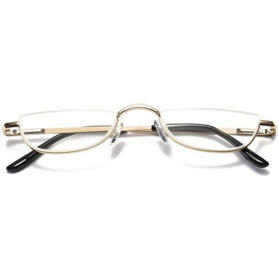 VEVESMUNDO Metal Half-Frame Reading Glasses with Spring Hinges, Gold, 0