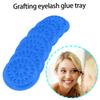 100 Blue Reusable PVC Eyelash Glue Trays, Small Flower Shape view 3
