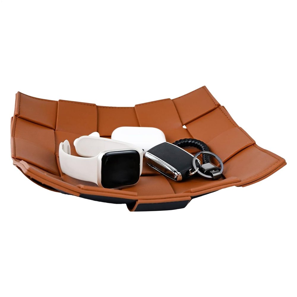 Faux Leather Key Storage Tray with Retaining Function