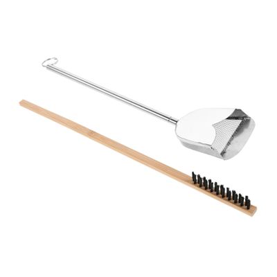 Gatuida 2-Piece Bird Cage Cleaning Brushes with Stainless Steel, Wooden Handle and Scraper