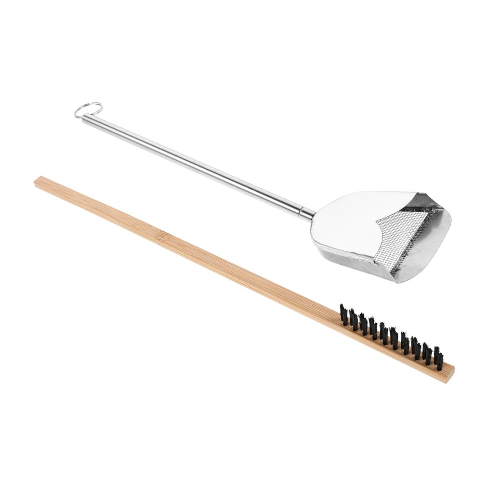 Gatuida 2-Piece Bird Cage Cleaning Brushes with Stainless Steel, Wooden Handle and Scraper