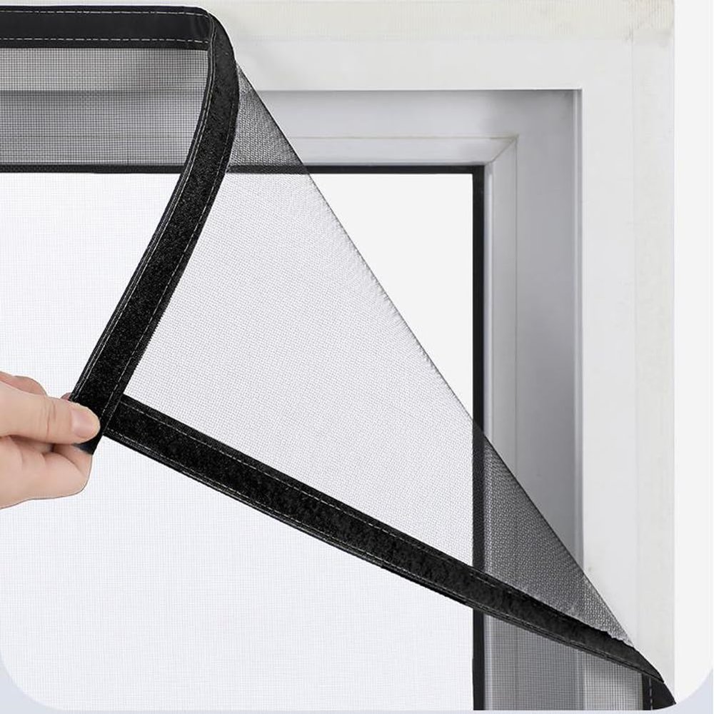 Self-Adhesive Window Screen with Zipper Opening, Cat-Safety Net, Anti-Mosquito Insect Screen