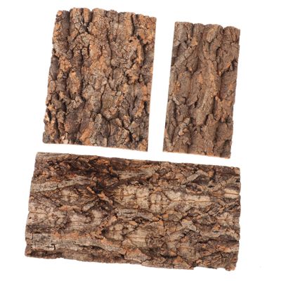 Toddmomy 3-Piece Natural Tree Bark Reptile Decor, Brown, Cuttable
