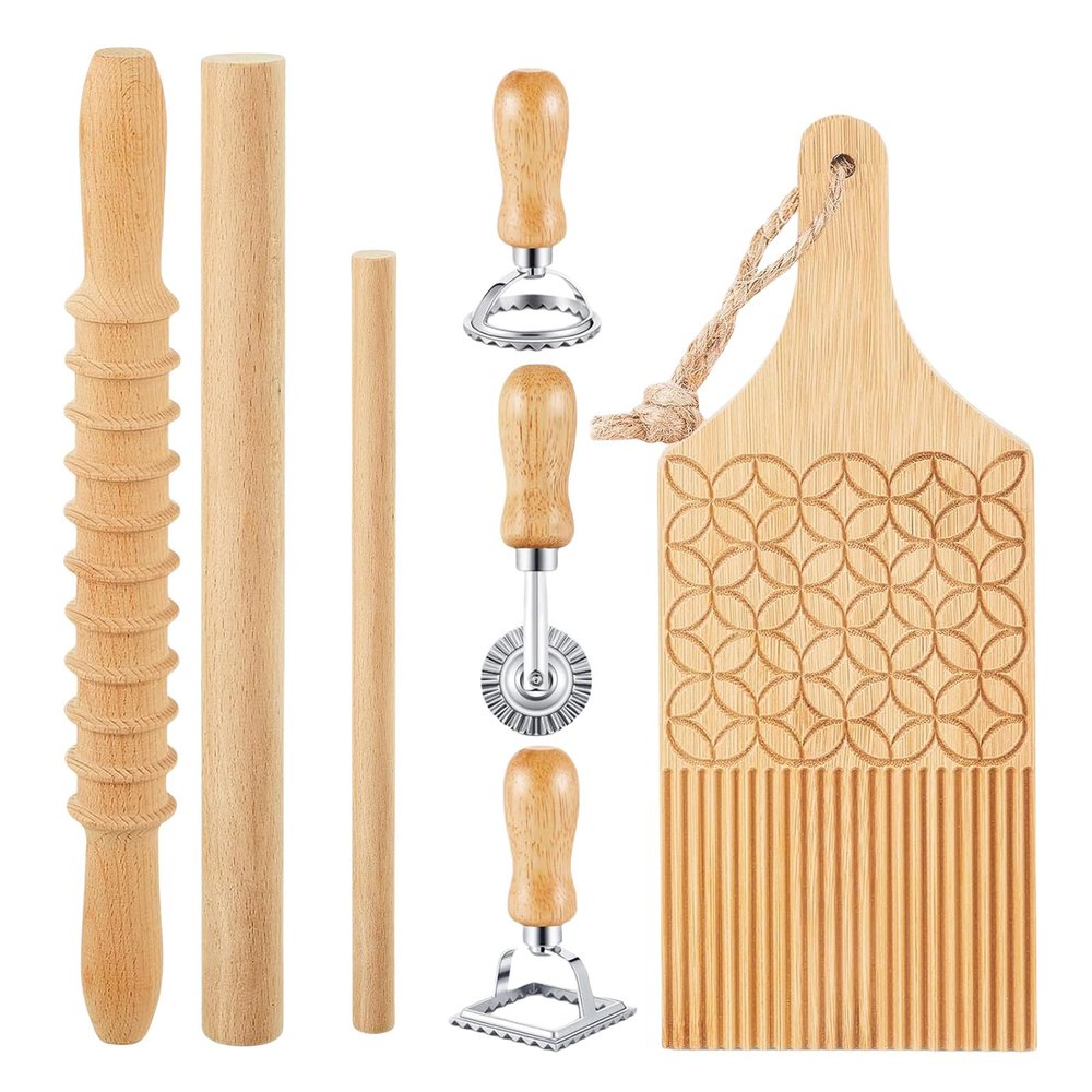 Fluxioxtna Gnocchi Maker Set with Wooden Board and Rolling Pin