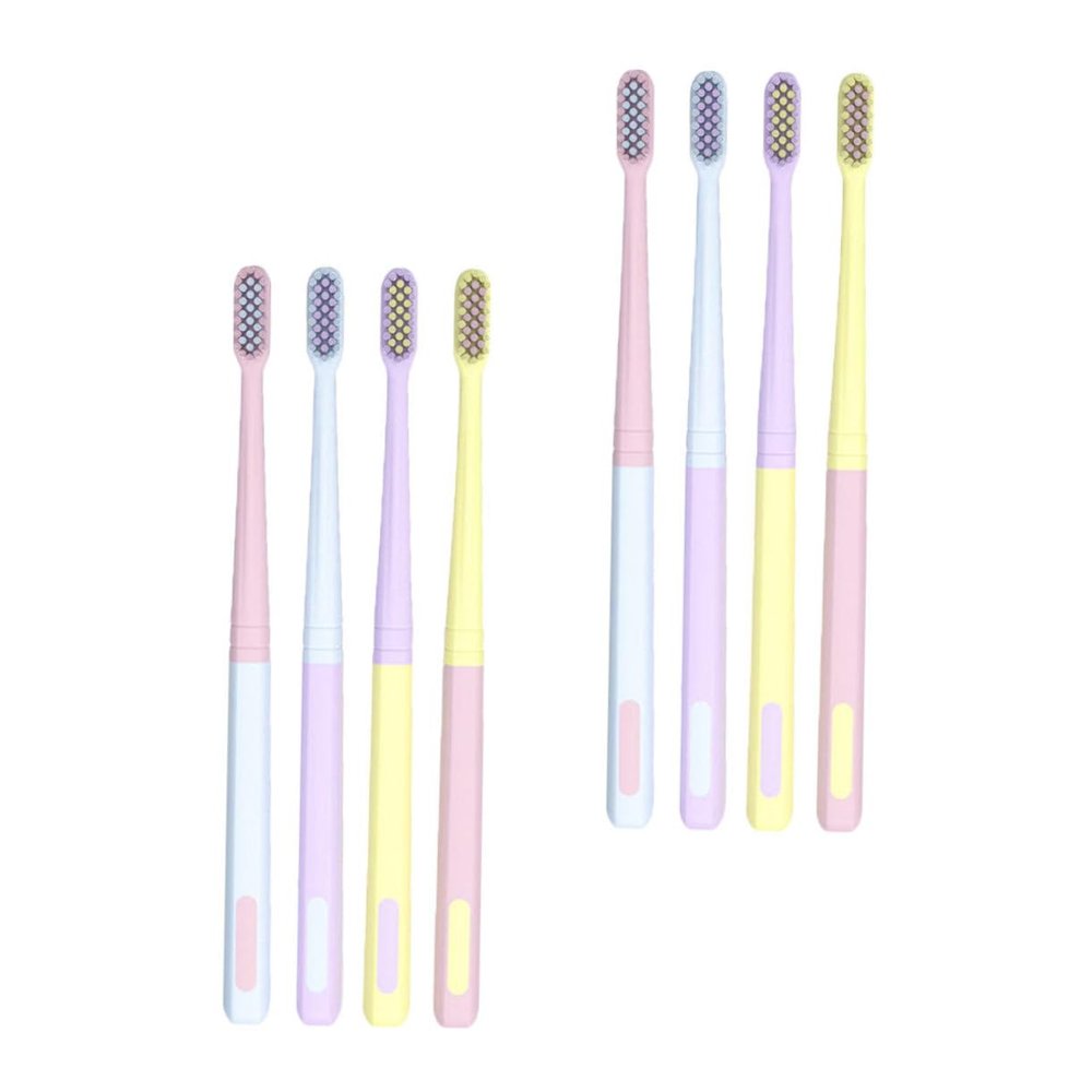 VALICLUD Set of 8 Flexible Toothbrushes with Small Heads, Ergonomic Travel Design, Assorted Colors, Soft Bristles