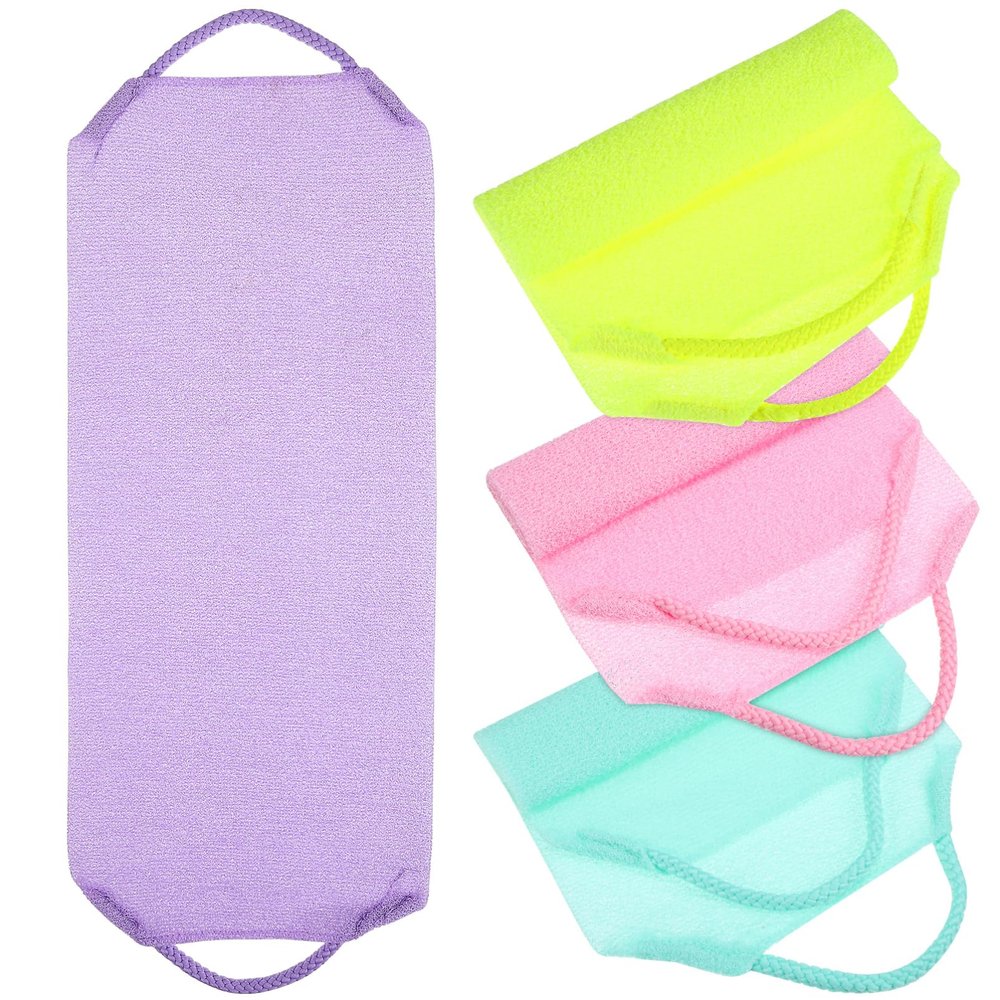 Mikinona 4-Piece Exfoliating Shower Towels with Handles