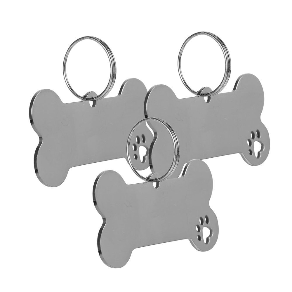 TOYANDONA Stainless Steel Dog ID Tags with Engraved Name and Paw Design - Set of 3