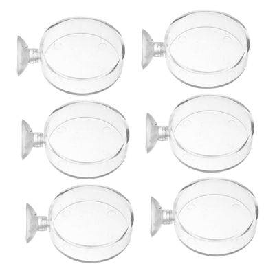 TOYANDONA 6-Piece Acrylic Fish Feeding Bowls with Suction Cups