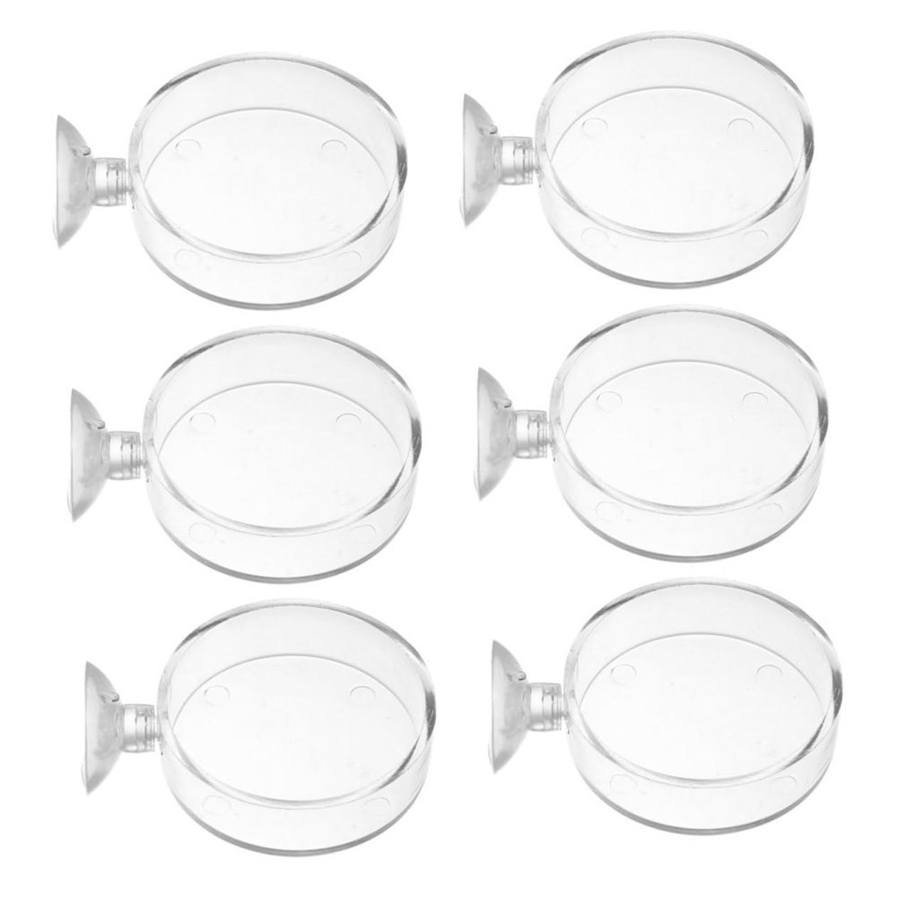 TOYANDONA 6-Piece Acrylic Fish Feeding Bowls with Suction Cups