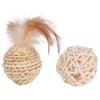 Toyvian 2-Pack Rattan Cat Balls with Bell view 1