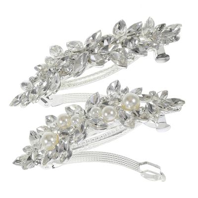 Sparkling Bridal Hair Clips for Women, 2-Piece Set