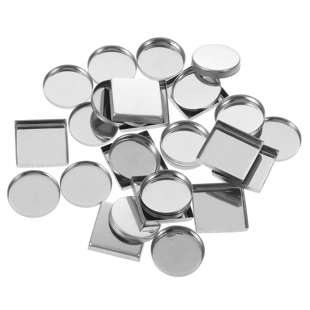 Gatuida 30-Piece Empty Metal Eyeshadow Pans for Makeup Palettes, Round and Square Cosmetic Pans for DIY and Travel