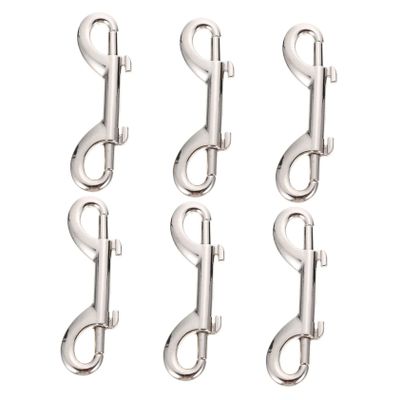 6-Pack Double-Ended Snap Hooks, Zinc Alloy, Silver