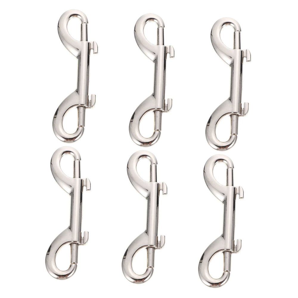 6-Pack Double-Ended Snap Hooks, Zinc Alloy, Silver