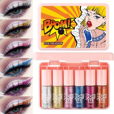 Glitter Liquid Eyeshadow, Shimmer Liquid Eyeshadow, 6-Piece Set