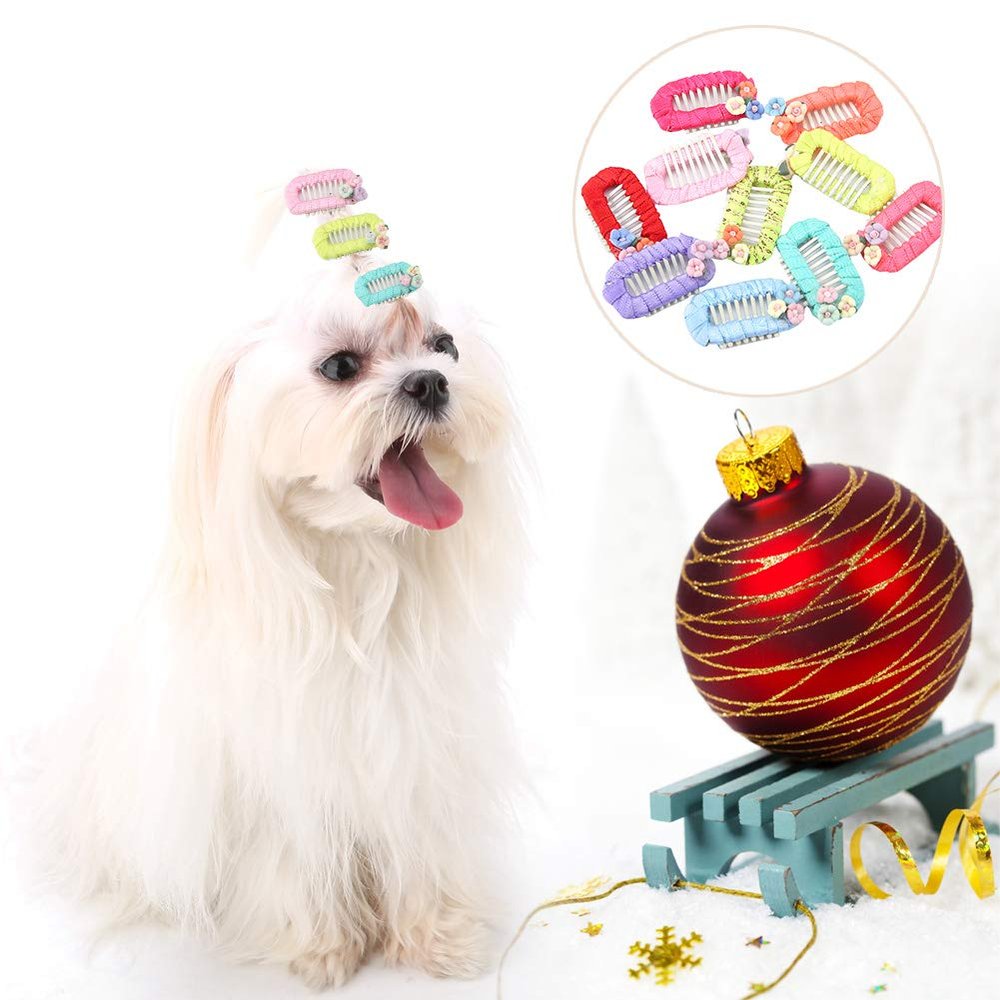 Itonash 10-Pack Cute Flower Hair Clips for Cats and Small Dogs