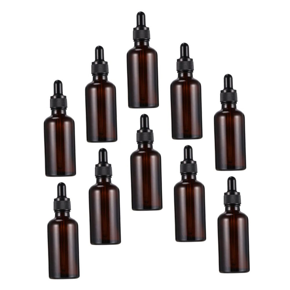 LRXIYODE 10-Pack Reusable Glass Dropper Bottles with Silicone Droppers