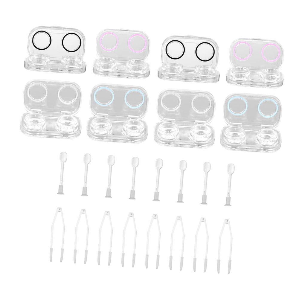 DONFAMDS Portable Plastic Contact Lens Case Set, 8 Pieces