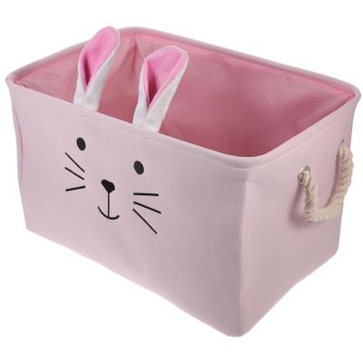 Amosfun Fabric Storage Basket with Cotton Rope and Cartoon Rabbit Design