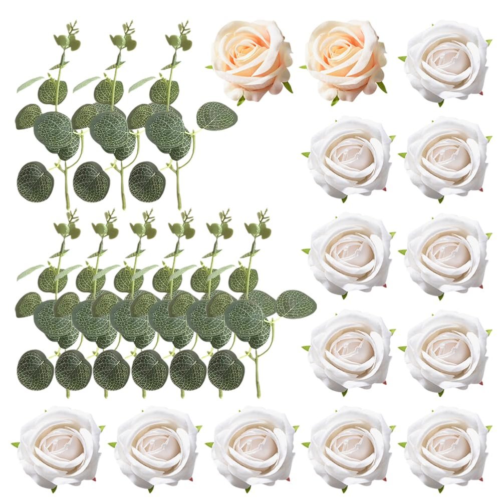 23-Piece Eucalyptus and Flower Cake Decorations