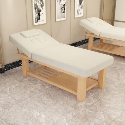 Joytar Professional Stationary Massage Table, Spa Facial Table, Solid Wood Beauty Table with Holes, 185 x 70 cm, White