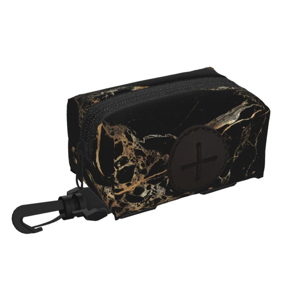 Marble Black Gold Dog Poop Bag Holder