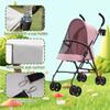 Small Dog Stroller, Foldable, Swivel EVA Wheels with Brakes, Safety Leash, Mesh Window and Cup Holder, Pink, 45 x 55 x 97 cm view 2