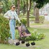 Small Dog Stroller, Foldable, Swivel EVA Wheels with Brakes, Safety Leash, Mesh Window and Cup Holder, Pink, 45 x 55 x 97 cm view 4