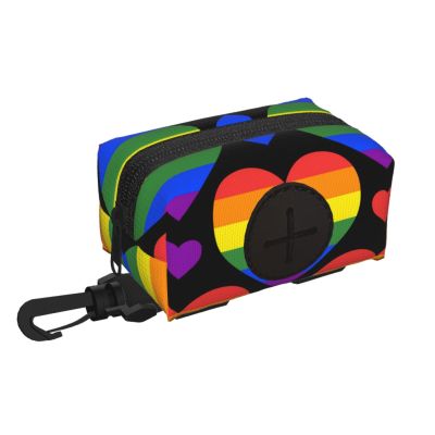 Rainbow Hearts Gay Pride Flag Dog Waste Bag Holder
