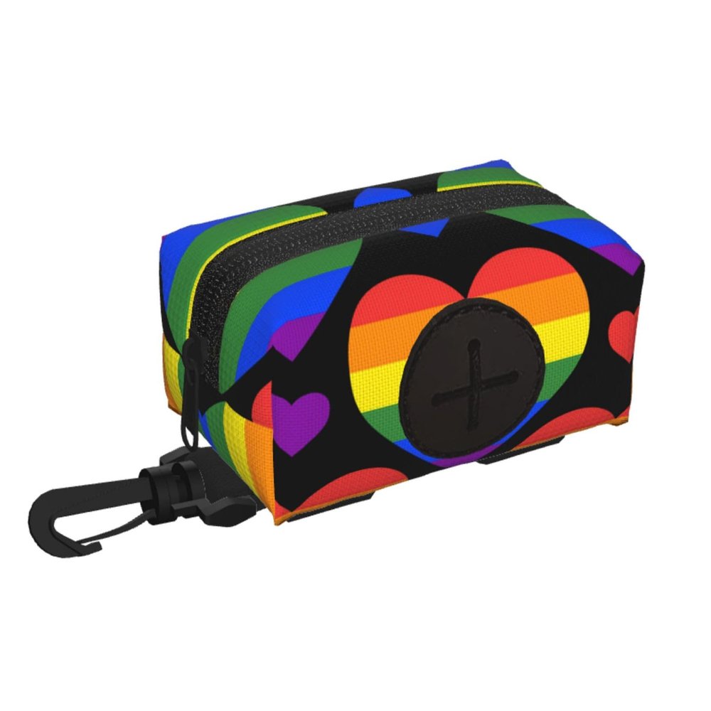 Rainbow Hearts Gay Pride Flag Dog Waste Bag Holder