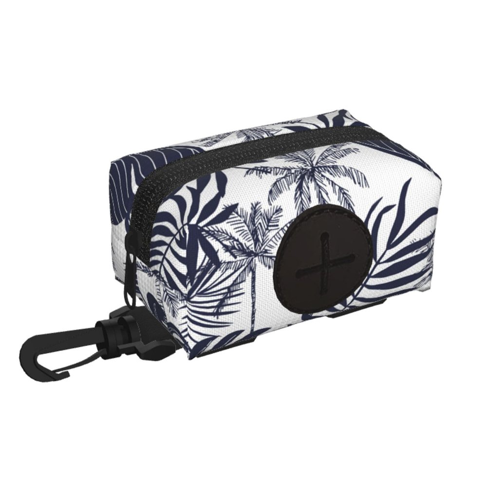 Tropical Palm Leaves Silhouette Hawaiian Dog Poop Bag Holder and Dispenser