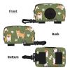 Shiba Inu Flower Pattern Dog Waste Bag Holder, Green Background view 2