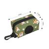Shiba Inu Flower Pattern Dog Waste Bag Holder, Green Background view 3