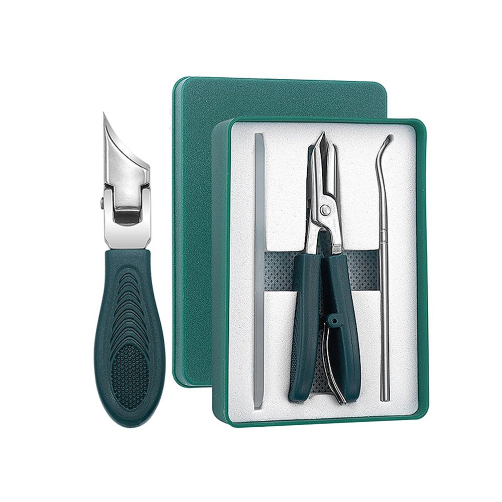 DAILIENFUS 3-Piece Nail Clipper Set with Eagle-Beak Angle, Catcher and Toenail Clipper, Green