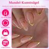 Ceboic 24-Piece Almond Press-On Nails, Medium-Length Nude Pink with French Gold Tips view 2
