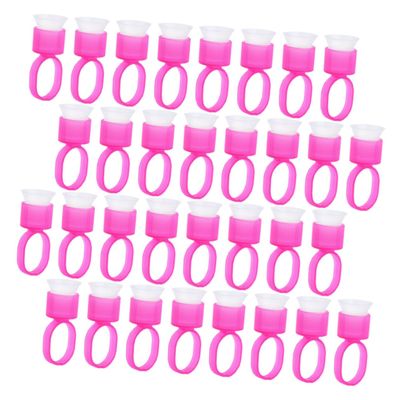 50 Plastic Eyelash Glue Rings, Colored Lash Cup Holders for Extensions and Tattoo Pigments