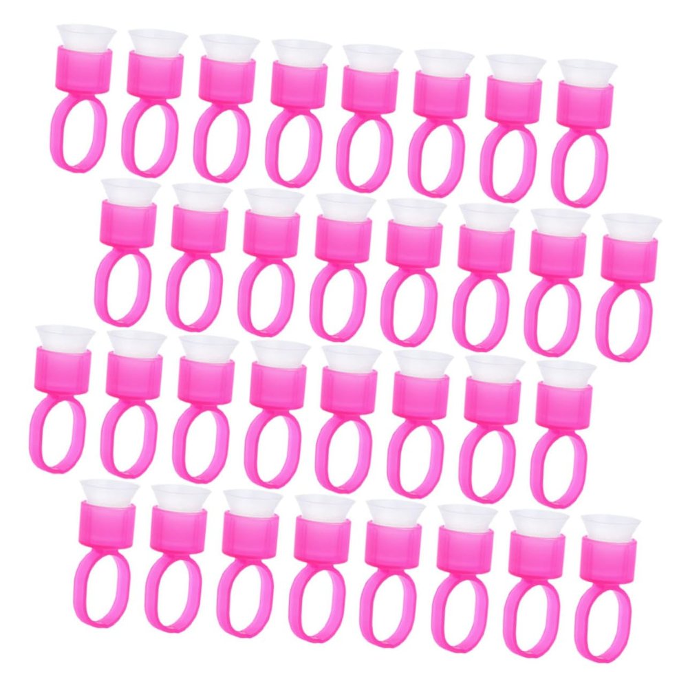 50 Plastic Eyelash Glue Rings, Colored Lash Cup Holders for Extensions and Tattoo Pigments