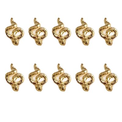 Snake-Shaped Nail Charms, Multicolor, 10 Pieces