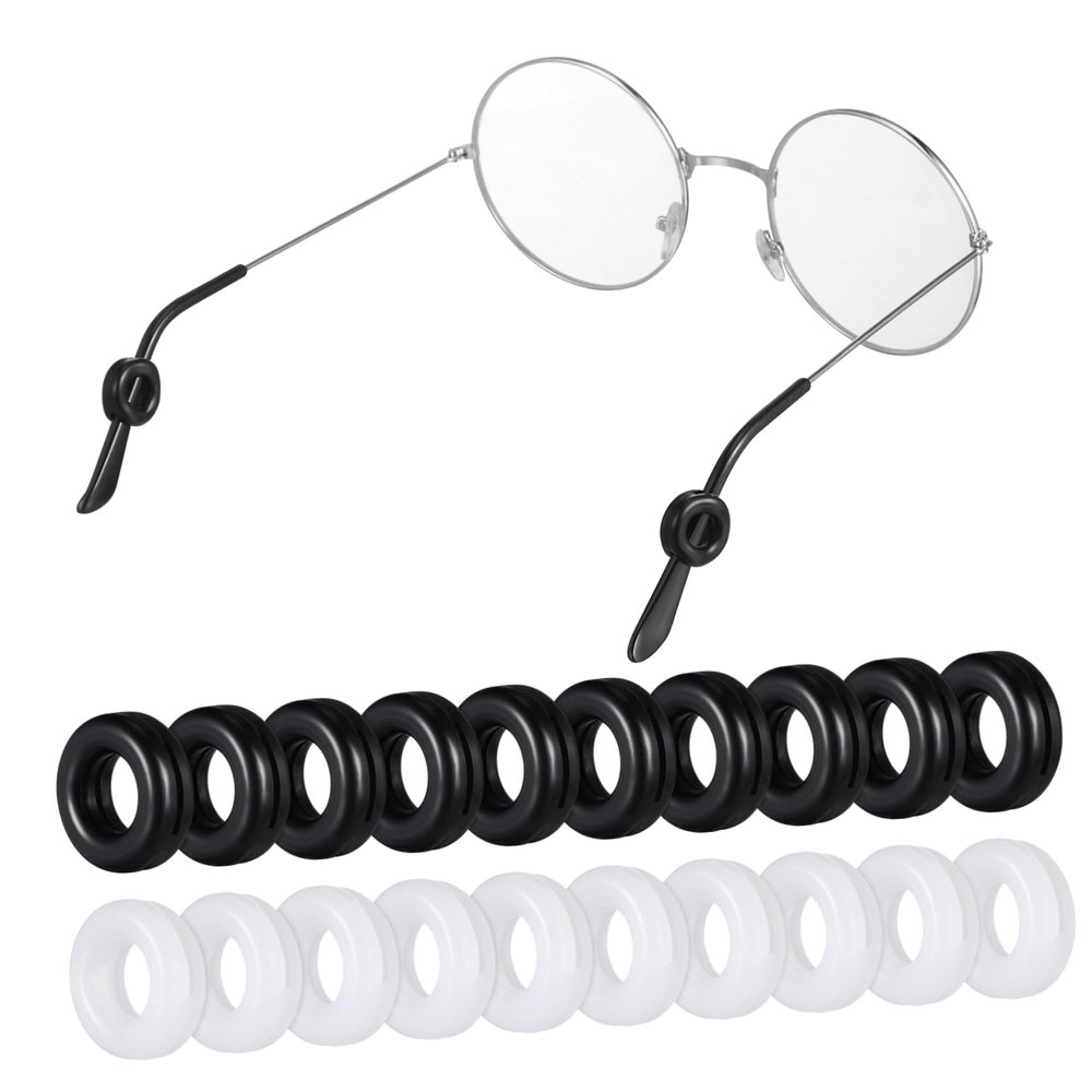 DIYEAH Round Silicone Anti-Slip Rings for Eyeglass Temple Ends, 10 Pairs