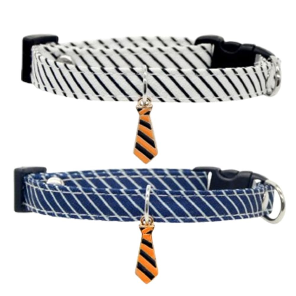 JchEnye 2-Pack Adjustable Pet Collar with Tie Design