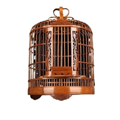 DTACBNEUZ Round Bamboo Bird Cage, Portable Hanging Birdhouse, Large Capacity for Small Birds and Finches