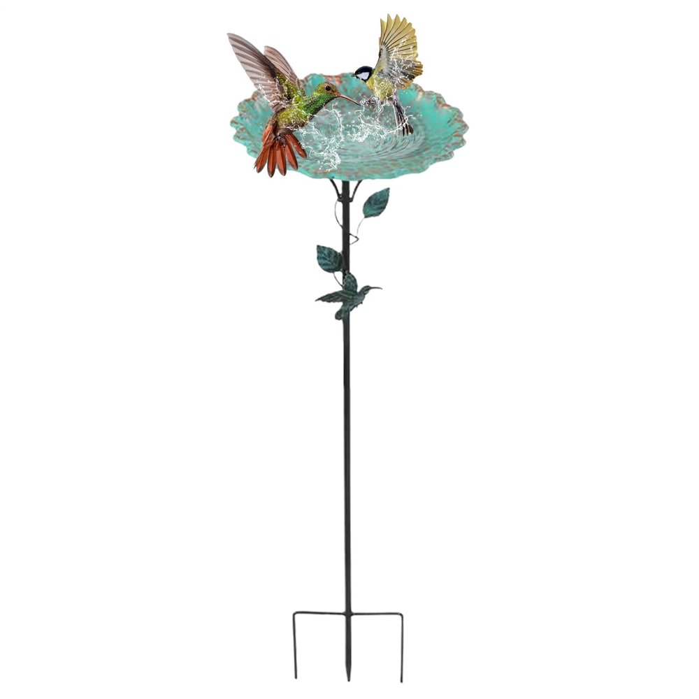 Metal Outdoor Garden Bird Bath with Feeder
