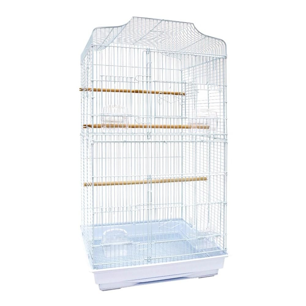 DTACBNEUZ Multifunctional Bird Cage with Drawer Tray, Multiple Doors, White