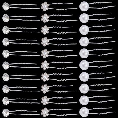NICENEEDED 30-Piece Rhinestone Flower Hairpins for Brides