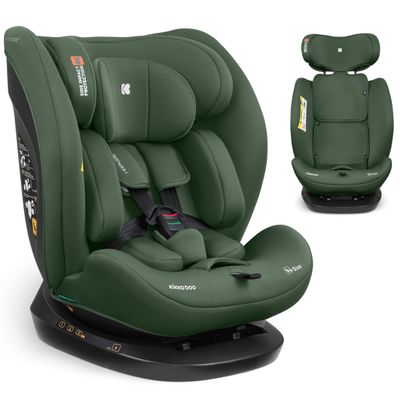 KikkaBoo i-EXPLORE 2 Car Seat, 9–36 kg, 40–150 cm, Group 0/1/2/3, i-Size, Rear- and Forward-Facing, Reclining, 14-Position Headrest, 5-Point Harness, Army Green