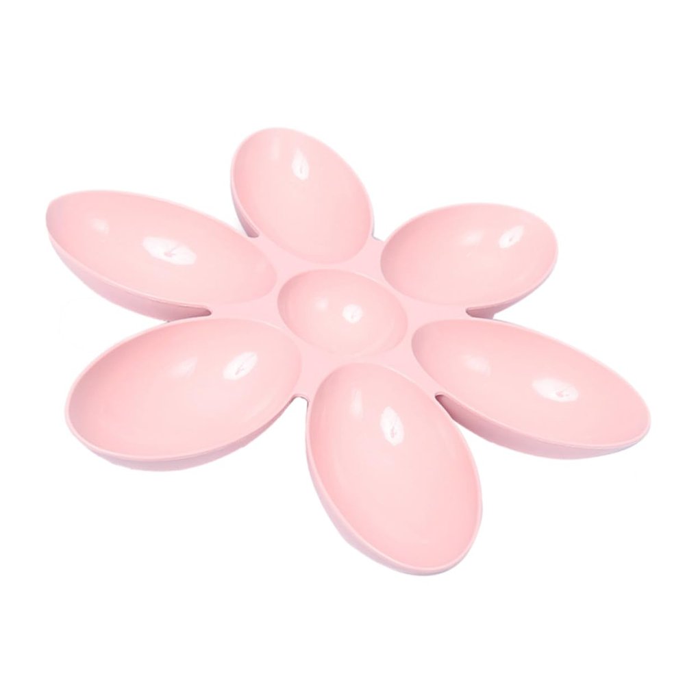 Flower-Shaped Plastic Feeding Bowl with Six Compartments, Pink