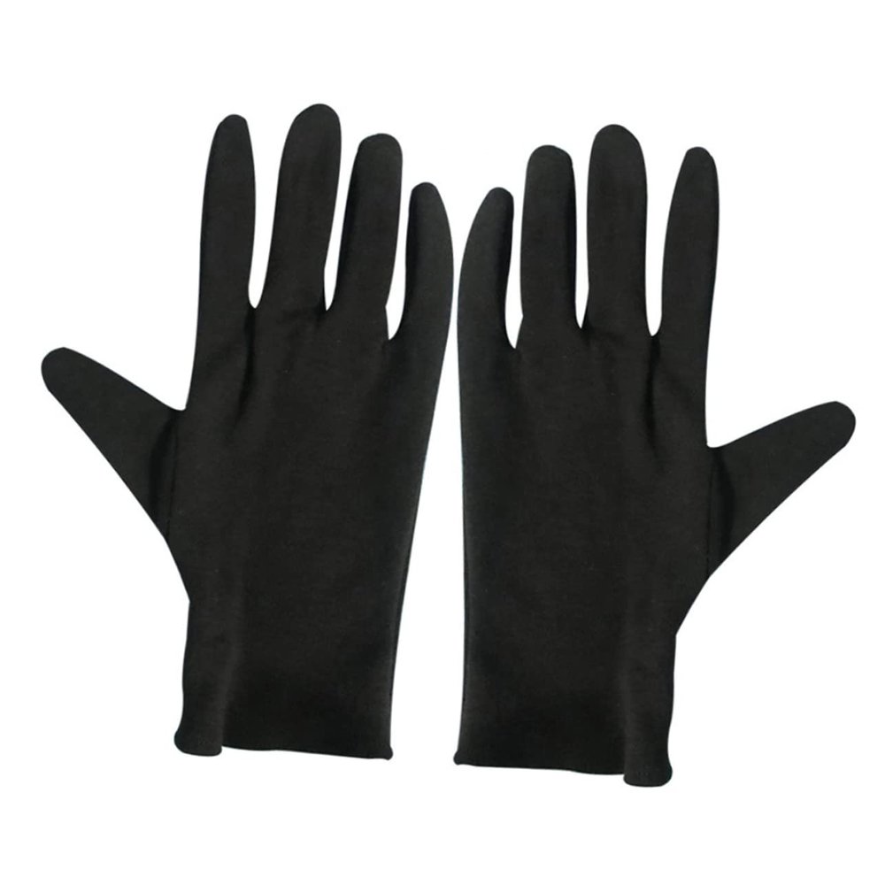 CALLARON Black Cotton Gloves, Size S, 12 Pairs, for Work and Protection