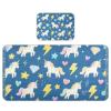 Cooling Baby Mattress Pad with Unicorns, Rainbow Colors, 28 x 52 in, Ultra-Soft, Blue view 1