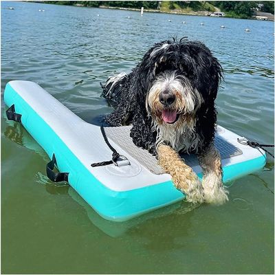 AVLLSO Floating Dog Boat Ramp, Inflatable Water Ramp with Non-Slip EVA Foam, Green